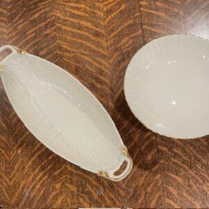 1. Lenox USA Monaco Relish dish  2.Lenox USA Ribbed Footed Serving bowl.